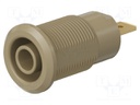 Socket; 4mm banana; 24A; 1kV; Cutout: Ø12.2mm; brown; gold-plated