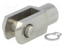 Fork joint; Øhole: 5mm; Thread: M5; Mat: stainless steel; Pitch: 0,8