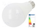 LED lamp; neutral white; E27; 220/240VAC; 1250lm; 15W; 200°