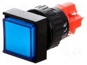 Switch: push-button; Pos: 2; SPDT; 3A/250VAC; 2A/24VDC; blue; blue