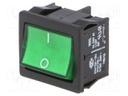 ROCKER; DPST; Pos: 2; OFF-ON; 6A/250VAC; green; IP40; LED; 100mΩ