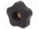 Knob; Dia: 50mm; M8; 20mm; H: 32mm; technopolymer (PP); black