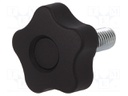 Knob; Dia: 40mm; M10; 20mm; H: 23mm; technopolymer (PP); black