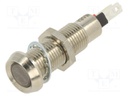 Indicator: LED; recessed; 12VDC; Cutout: Ø8.1mm; IP67; brass