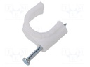 Holder; white; on round cable; 100pcs; with a nail; Ø: 14mm