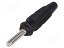 Plug; 4mm banana; 16A; 60VDC; black; insulated; 3mΩ; 1.5mm2