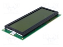 Display: LCD; alphanumeric; STN Positive; 20x4; yellow-green; LED