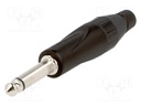 Plug; Jack 6,35mm; male; mono; straight; for cable; soldering