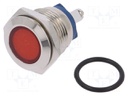 Indicator: LED; flat; 12VDC; 12VAC; Cutout: Ø16mm; screw; brass