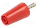 Adapter; 4mm banana; 32A; red; nickel plated; 42mm; Contacts: brass