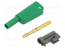 4mm banana; 19A; 1kV; green; insulated,with 4mm axial socket