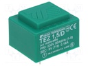 Transformer: encapsulated; 1.5VA; 230VAC; 9V; 166.6mA; IP00; 70g