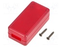 Enclosure: for USB; X: 25mm; Y: 50mm; Z: 15.5mm; ABS; translucent red