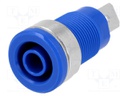 Socket; 4mm banana; 32A; 1kVDC; blue; nickel plated; on panel; 35mm