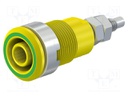 Socket; 4mm banana; 32A; 1kV; Cutout: Ø12.2mm; yellow-green