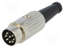 Plug; DIN; male; PIN: 8; Layout: 270°; straight; for cable; soldering