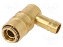 Quick connection coupling; angled 90°; 15bar; Mat: brass; L: 52mm