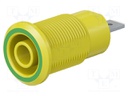 Socket; 4mm banana; 24A; 1kV; Cutout: Ø12.2mm; yellow-green