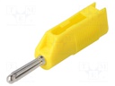 Plug; 4mm banana; 30A; 33VAC; 60VDC; yellow; with 4mm socket; 3mΩ