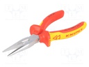 Pliers; insulated,half-rounded nose; steel; 160mm