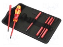 Kit: screwdrivers; insulated; 1kVAC; square,Phillips,slot; case