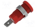 Socket; 4mm banana; 36A; 1kV; red; nickel plated; on panel,screw