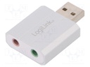 Adapter; USB 2.0; Jack 3.5mm socket x2,USB A plug; silver