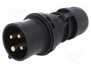 Connector: AC supply 3-phase; plug; male; 16A; 400VAC; IP44; PIN: 4