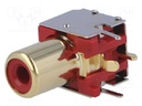 Socket; RCA; female; shielded; angled 90°; THT; gold-plated