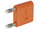 4mm banana; 32A; 30VAC; 60VDC; orange; nickel plated; insulated