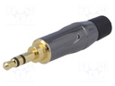 Plug; Jack 3,5mm; male; stereo; straight; for cable; soldering