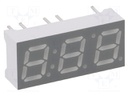 Display: LED; 7-segment; 7mm; 0.276"; No.char: 3; red; 3.1mcd; 1.7V