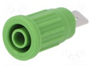 Socket; 4mm banana; 32A; 1.5kVDC; green; nickel plated; on panel