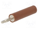 Adapter; 2mm banana; 10A; 70VDC; brown; nickel plated; 35.5mm