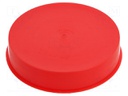 Plugs; Body: red; Out.diam: 115.6mm; H: 23mm; Mat: LDPE; Shape: round