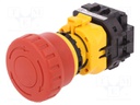 Switch: emergency stop; Stabl.pos: 2; NC x2; 22mm; red; IP65; Pos: 2