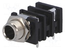 Socket; Jack 6,35mm; female; mono; with double switch; angled 90°