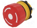 Switch: emergency stop; Stabl.pos: 2; NC; 1.5A/250VAC; 22mm; red