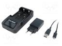 Charger: for rechargeable batteries; Li-Ion; 3.6/3.7V; 1A; 5VDC