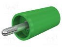 Adapter; 4mm banana; 32A; green; nickel plated; 42mm