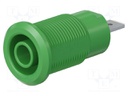 Socket; 4mm banana; 24A; 1kV; Cutout: Ø12.2mm; green; nickel plated