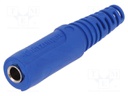 Socket; 4mm banana; 32A; 70VDC; blue; nickel plated; on cable