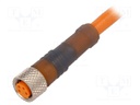 Connection lead; M8; PIN: 4; straight; 5m; plug; 60VAC; 4A; -25÷90°C