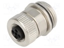 Socket; M12; PIN: 4; female; T code-Power; for panel mounting; IP67