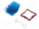 Heatsink: extruded; grilled; blue; L: 23mm; W: 23mm; H: 17.5mm