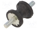 Vibration damper; M4; Ø: 15mm; rubber; L: 15mm; Thread len: 10mm