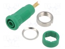 Socket; 2mm banana; Overall len: 29mm; green; Mounting: soldered