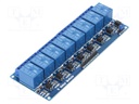 Module: relay; Channels: 8; 5VDC; max.250VAC; 10A; 138x56x18.5mm