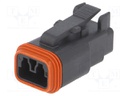 Connector: wire-wire; DT; plug; female; PIN: 2; Locking: latch; black