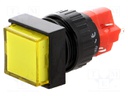 Switch: push-button; Pos: 2; SPDT; 3A/250VAC; 2A/24VDC; yellow; none